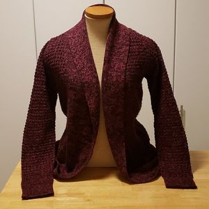 Last Chance - Bundle and Save - Beautiful berry colored multi weave open sweater